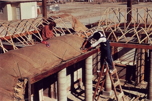 Lightweight vaulted roof system on houses in Mexicali